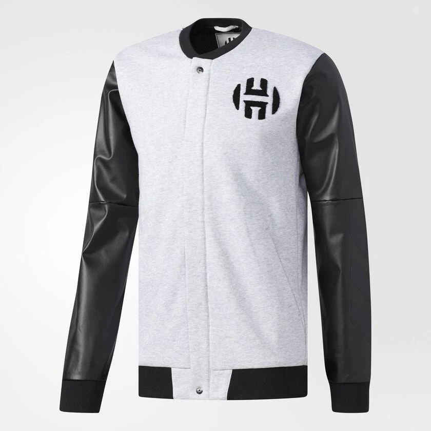 Adidas Basketball Harden Varsity Jacket Light Grey Heather Men CE4707 - Image 3
